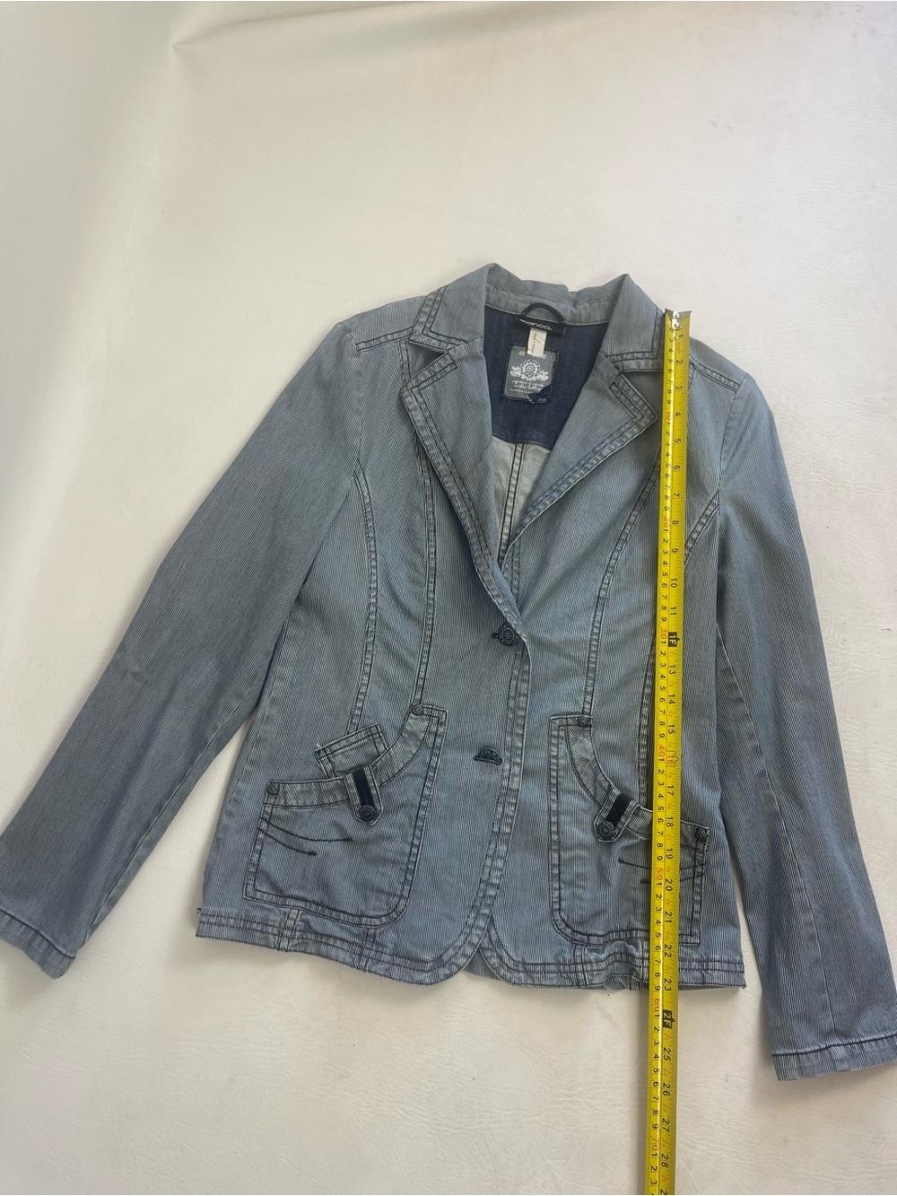 Bianca Sailing Club Striped Denim Blazer Nautical Fitted Jacket US 6 - Picture 5 of 9